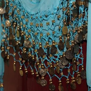 Greek Hip Scarf with Coins and Beads